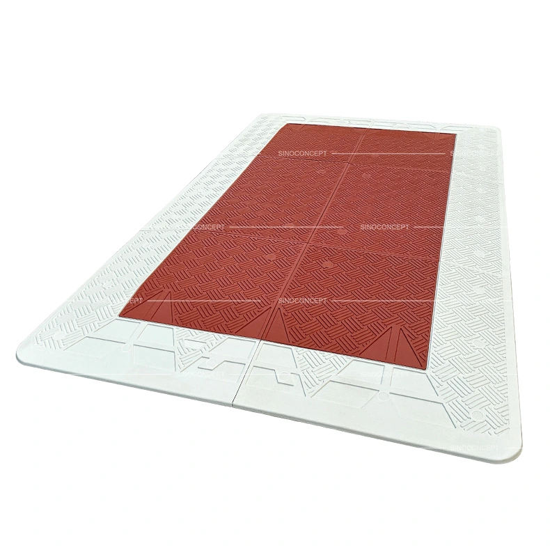 Red Belgium speed cushion 6-part with anti-slip texture and reflective films for speed reduction