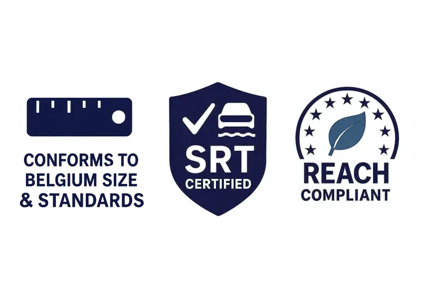 Belgium speed cushions compliant with Belgian standards, SRT certification for safe and eco-friendly use