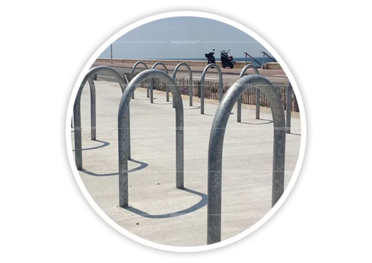 Harrogate cycle stand with a round top design, ideal for parks, housing areas, and places requiring aesthetic appeal, offering a cost-effective solution