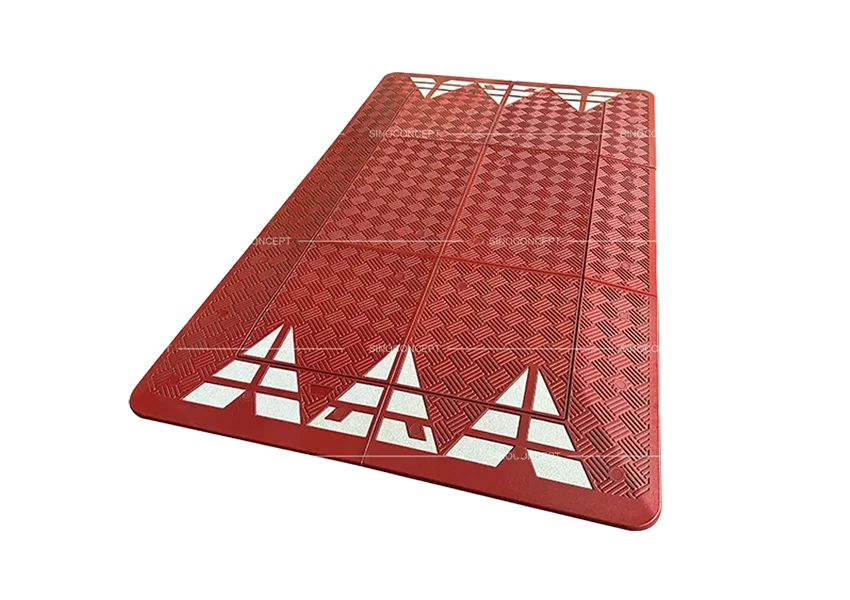 Plastic-rubber composite Europe speed cushion with high-visibility markings for residential traffic calming