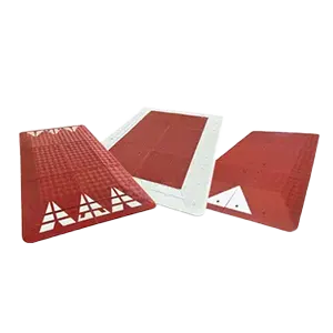 Featured image of different speed cushions made from rubber and plastic-rubber composite for traffic calming and road safety