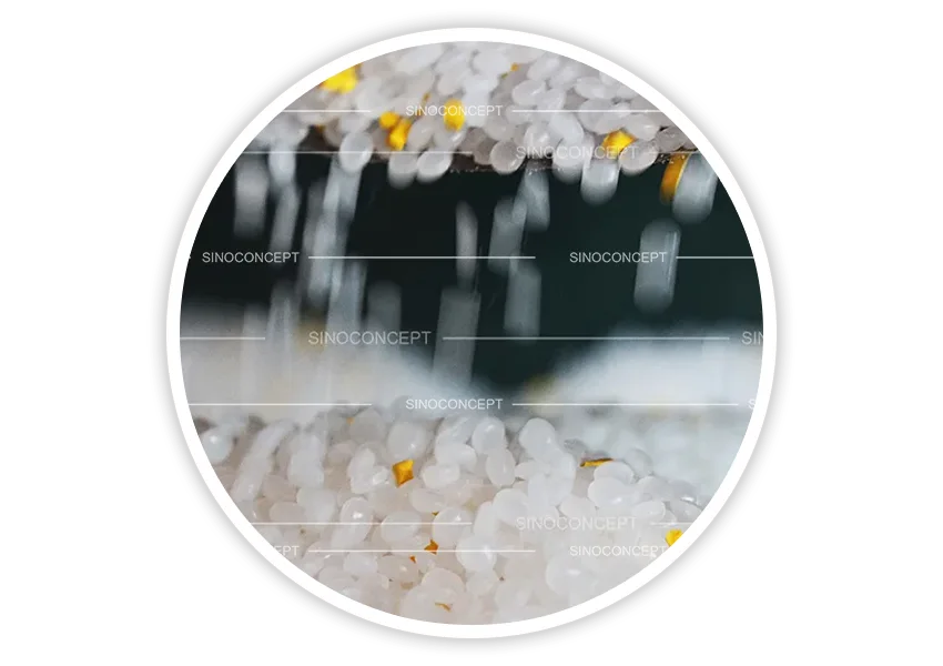 Sino Concept's in-house plastic manufacturing, materials used, production processes, and typical plastic products such as traffic cones and sandbags