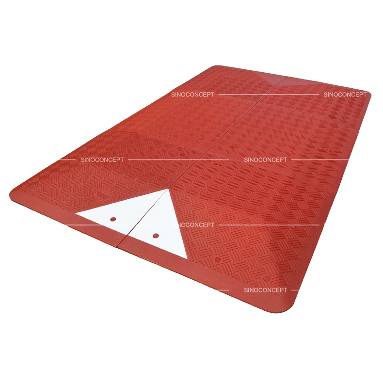 Red UK speed cushions 6-part set with anti-slip texture and reflective films for traffic calming