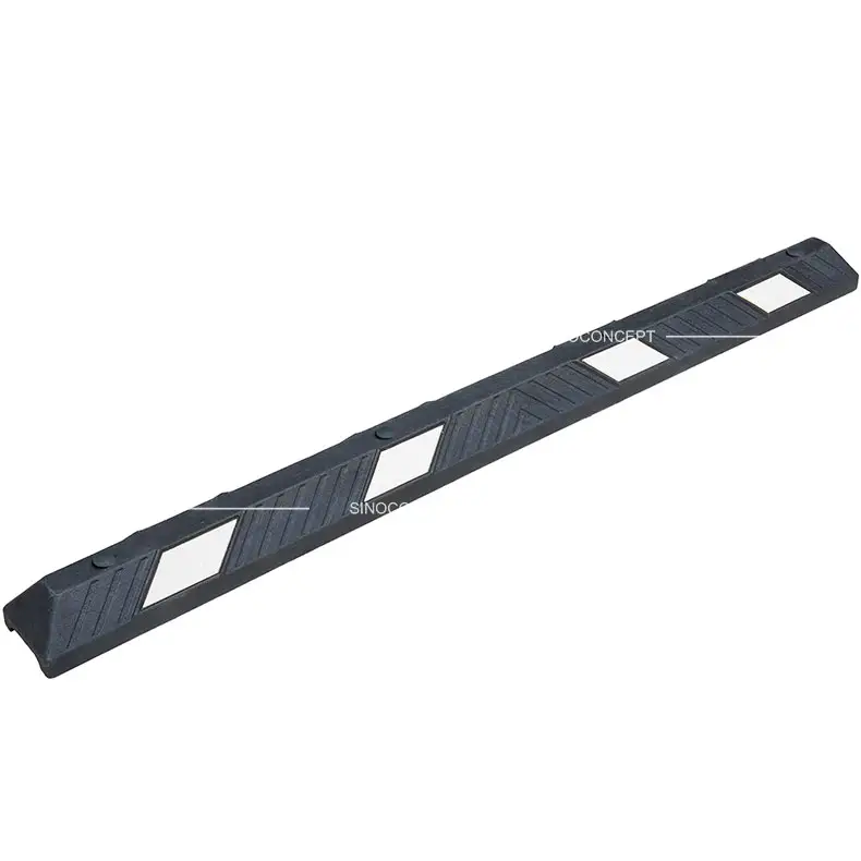 1830 mm wheel stop in black with white reflective markings for parking guidance