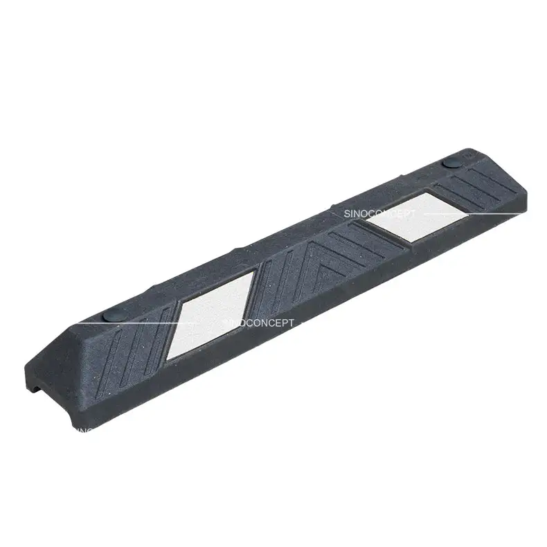 Black 900 mm wheel stop with white reflective films for clear parking guidance and tyre positioning