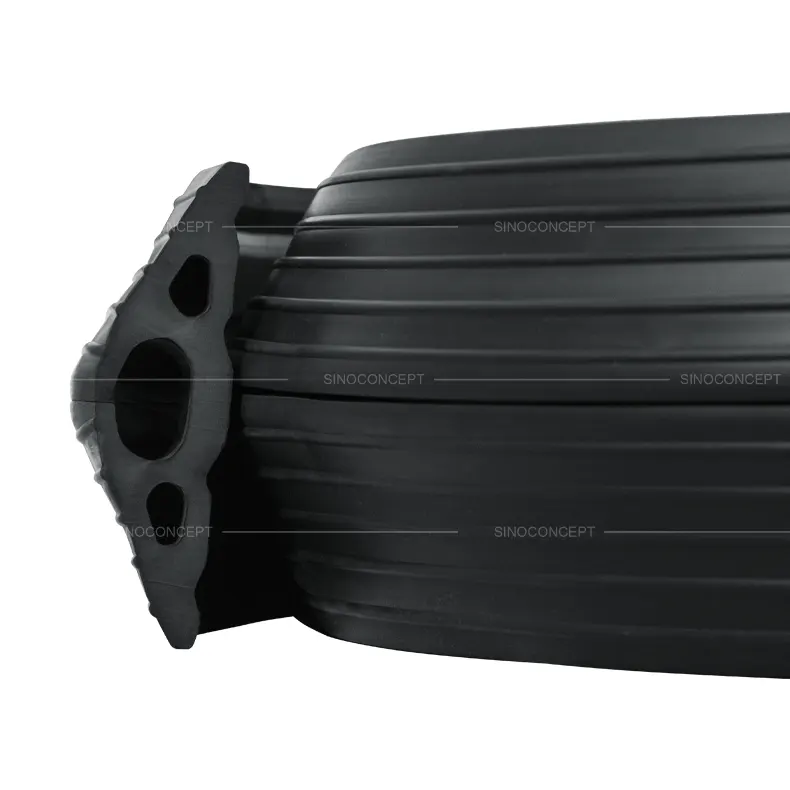 Cross-sectional view of the 1-channel floor cable cover, showcasing its internal structure and profile