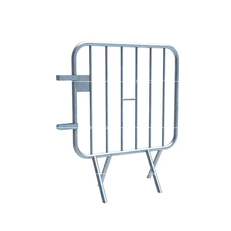 1-metre crowd barrier with fixed legs and side connectors for temporary pedestrian control