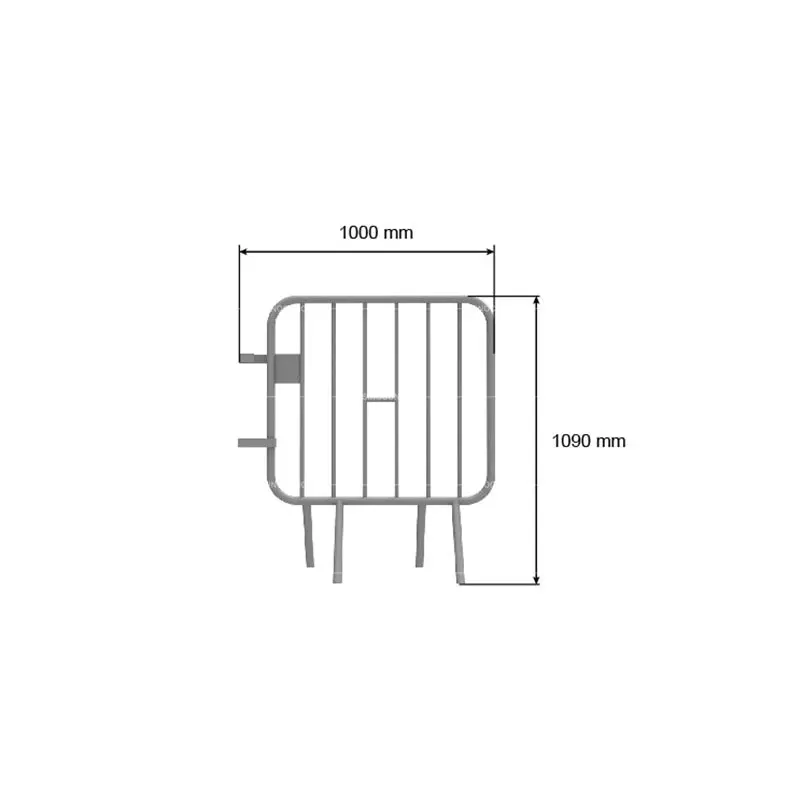 Dimension drawing of 1-metre crowd barrier showing 1000 mm width and 1090 mm height