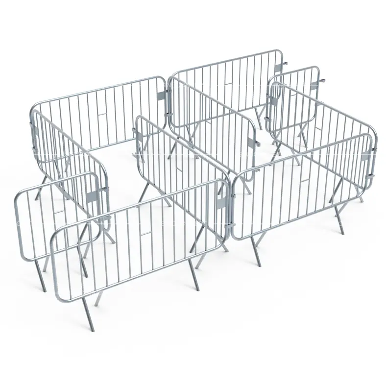 1-metre crowd barrier linked together to form a temporary pedestrian management enclosure