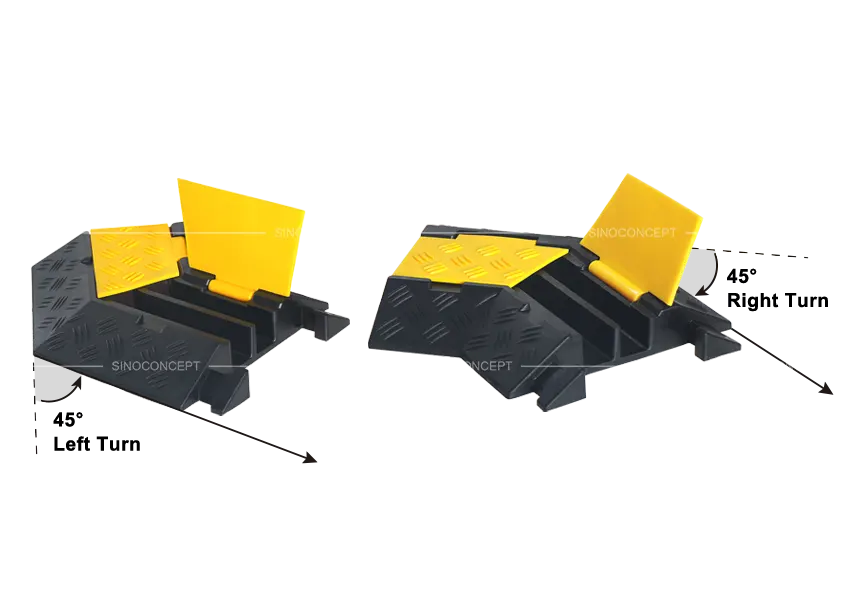 2-channel cable protector corner with 45-degree module for smooth cable direction changes
