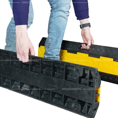 Cable ramps and cable protectors 2-channel cable ramp shown for easy carrying and quick deployment