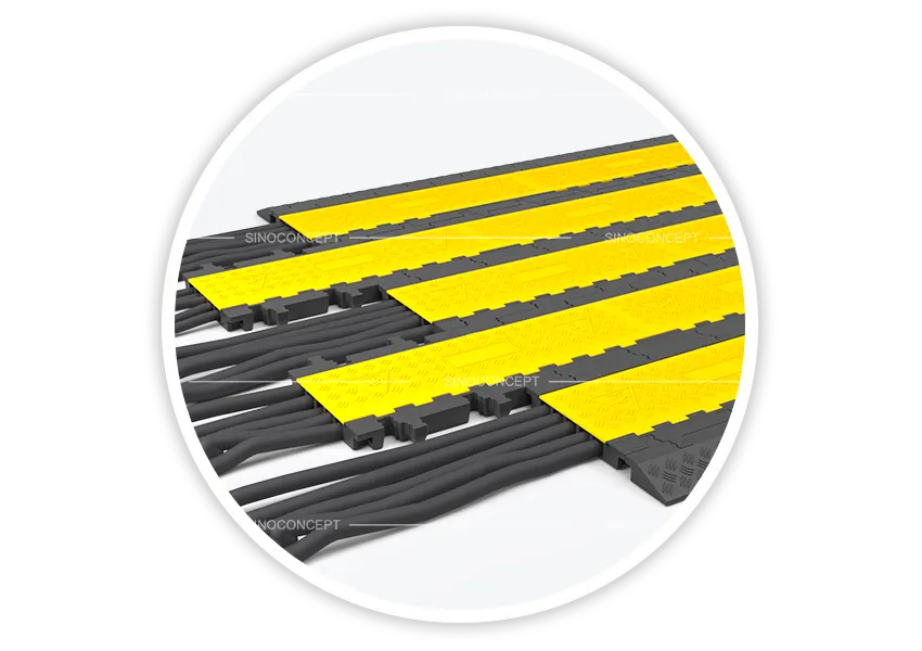 5-channel modular cable ramps with wide flat platform for safe pedestrian crossing and reduced trip hazards