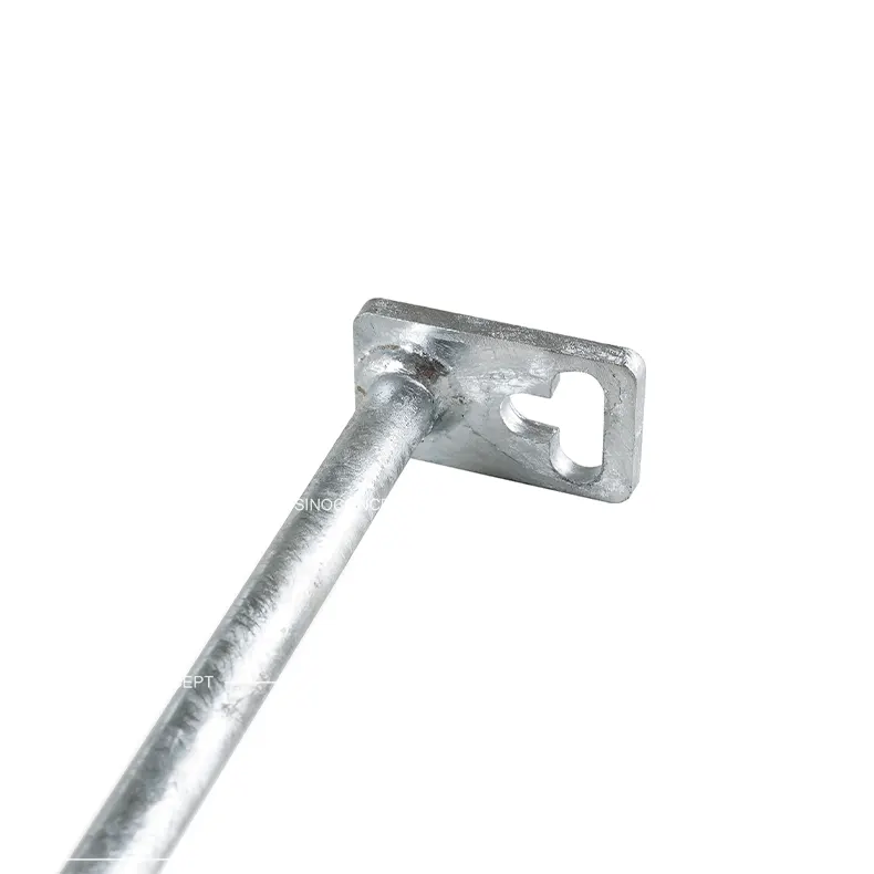 Detailed view of the bolt hole on the ground spike, showing how screws can be inserted to secure the base
