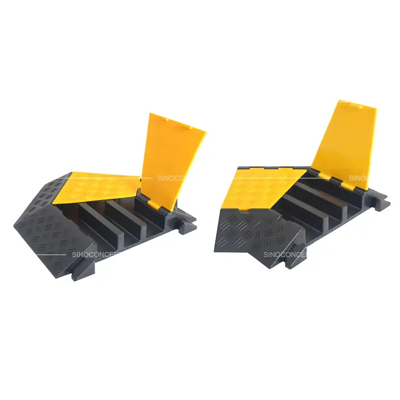 3-channel cable protector corner with yellow lid for left and right turn cable protection