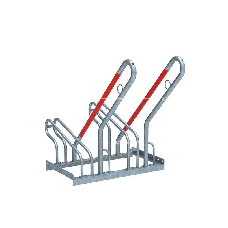 S01+L01 floor bike rack that holds two bicycles, with L01 locking system (incl. red PE cover)