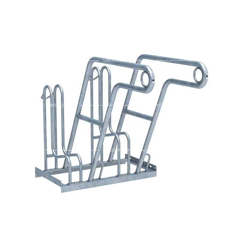 S02+L02 floor bike rack for 2 bikes, made of mild steel, with L02 locking system to secure the bike frame
