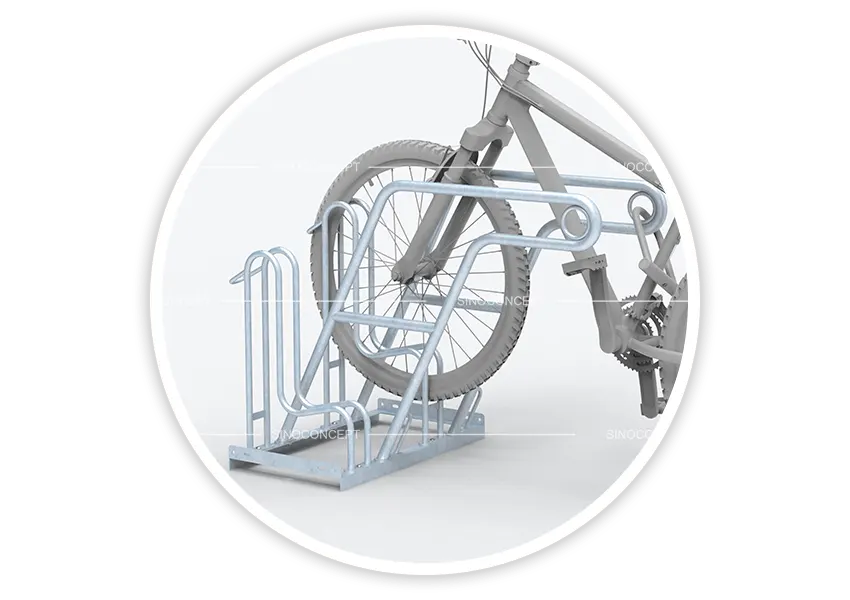 Outdoor bike stand made of hot-dip galvanised steel for long-lasting outdoor use