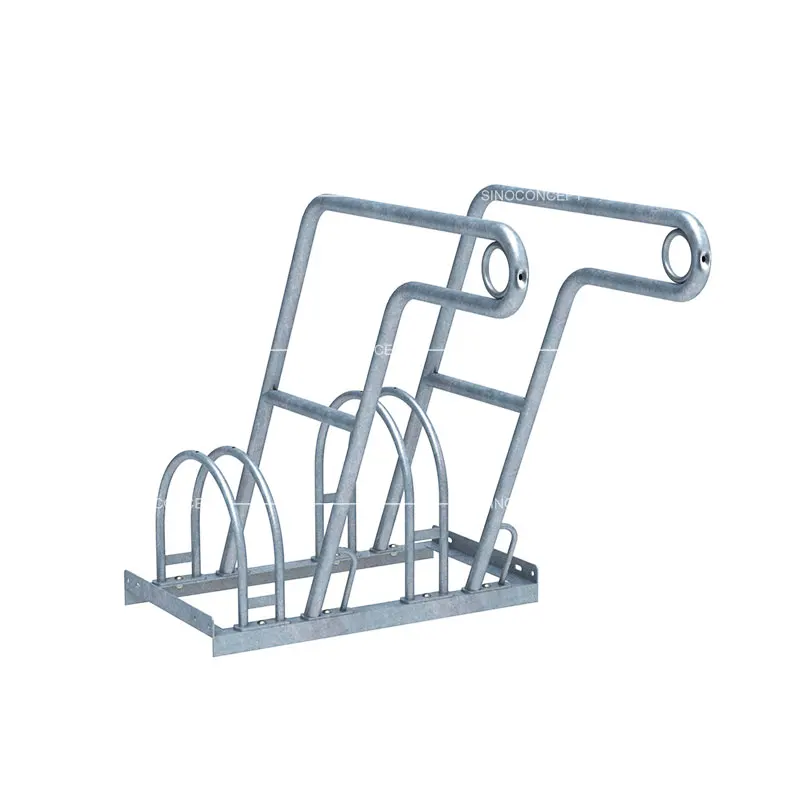 Two-bike cycle parking rack with S03 hoops and L02 locking system for frame security