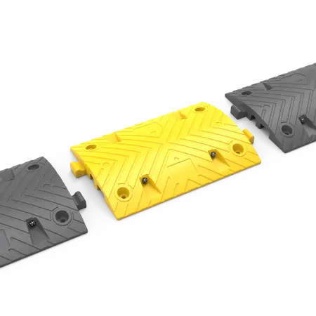 Modular speed bumps with built-in interlocking connectors for easy length extension