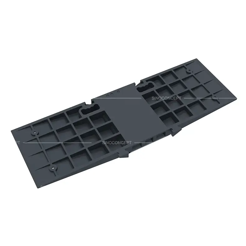 Bottom view of 3-channel DDA wheelchair cable ramp showing reinforced base structure and fixing points