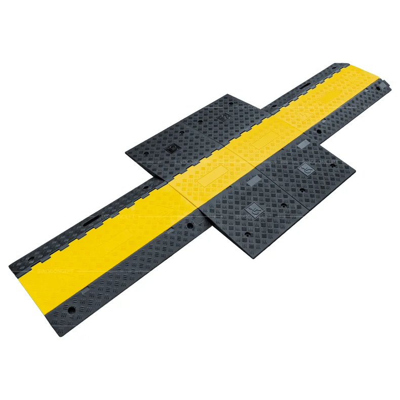 5-channel DDA wheelchair cable ramp with connectable design, compatible with standard 5-channel cable ramp for continuous cable protection