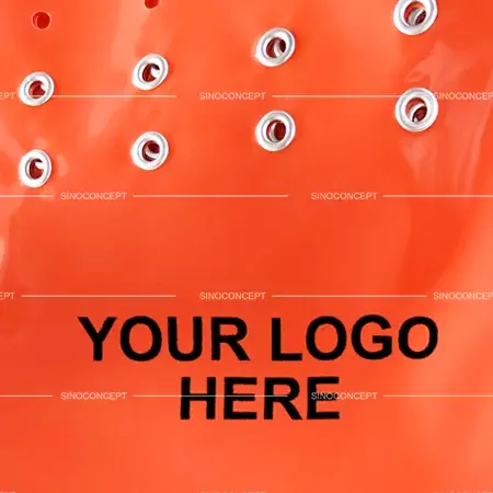 Customisable PVC sandbag with reinforced eyelets and printed logo option for branding, suitable for traffic safety, ballast and construction site use