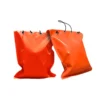 Featured PVC sandbag with double-stitched seams, aluminium eyelets and rope ties for ballast use