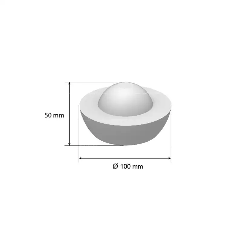 Drawings of a large glass road stud showing dimensions including the height and diametre