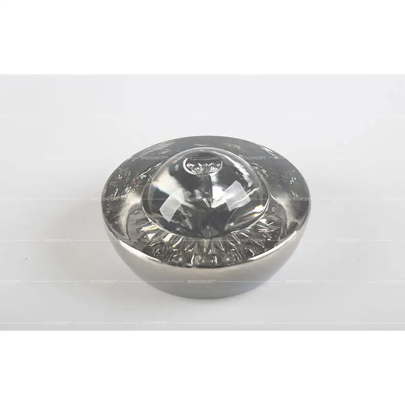 Large glass road stud in white with tempered glass dome for lane marking and guidance