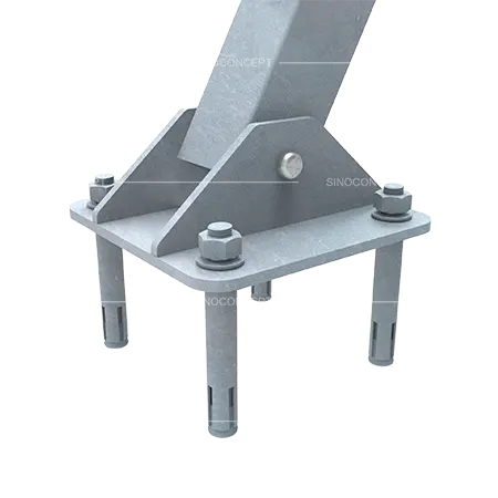 Parking barriers base plate with anchor bolts for secure ground installation