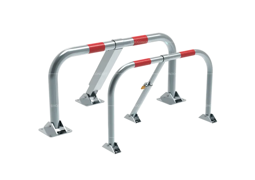 Electro-galvanised parking barriers with smooth silver finish for indoor or covered outdoor use
