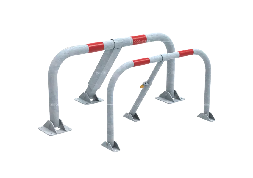 Hot-dipped galvanised parking barriers with durable corrosion-resistant coating for outdoor environments