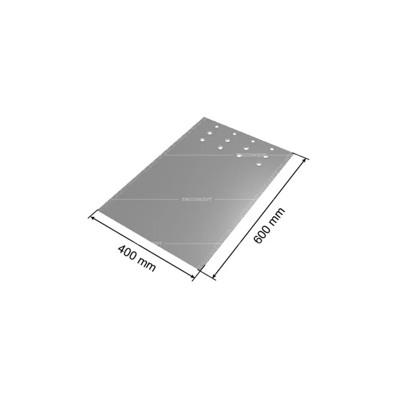 Drawings of plastic PVC sandbags showing data of length and width