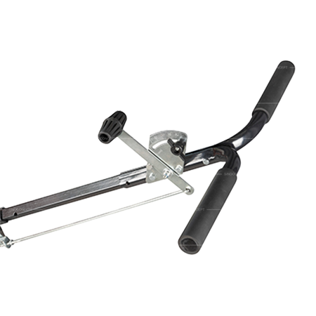 Salt spreaders handle and control lever detail for manual spreading adjustment