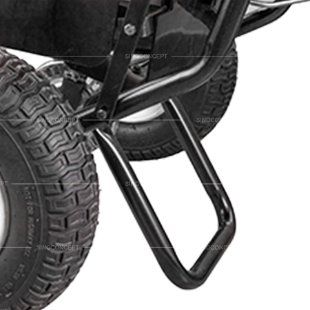 Salt spreaders steel frame support stand detail for stable parking and handling