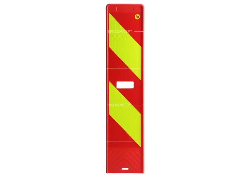Introduction to Scandinavian delineator panel used for temporary traffic control, made from lightweight polypropylene with reflective sheeting