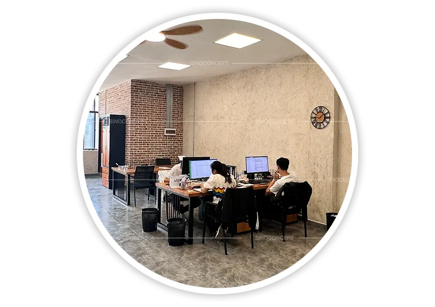Sino Concept office team working on product design and order management