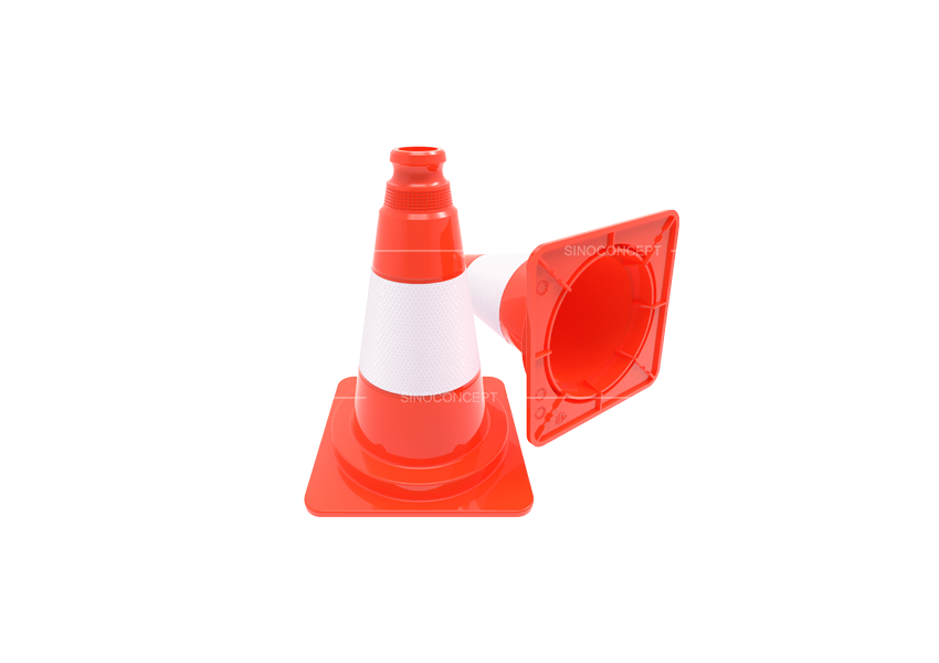 300 mm orange PVC traffic cone with RA1 reflective sheeting for road safety control