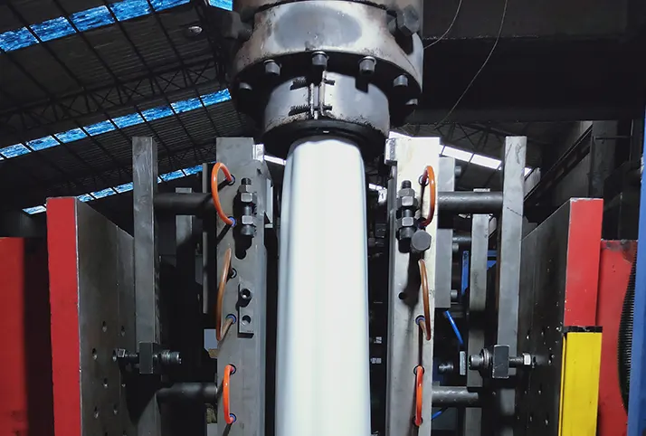 Blow moulding process for producing plastic road safety products in factory
