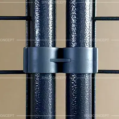 Connector clamp detail for joining freestanding gridwall panels securely