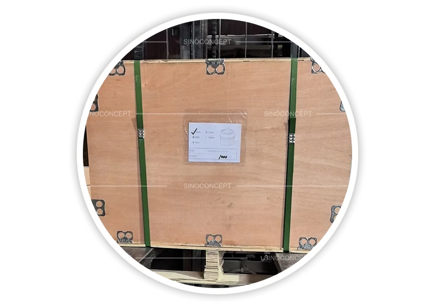 Plywood crate packing for reflective road studs prepared for export shipment
