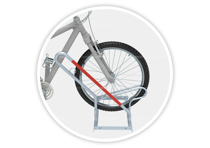 S01+L01 floor bike rack multi-bike unit with L01 locking systems, red PE cover and galvanised steel base frame