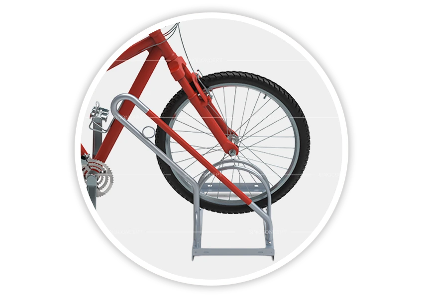 S03+L01 floor bike rack with double-sided curved hoop design and L01 locking system, suitable for multiple bikes and public or private areas