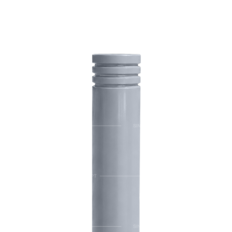 Close-up of Ø76 mm 3-groove bollard showing flat top and three-groove detail