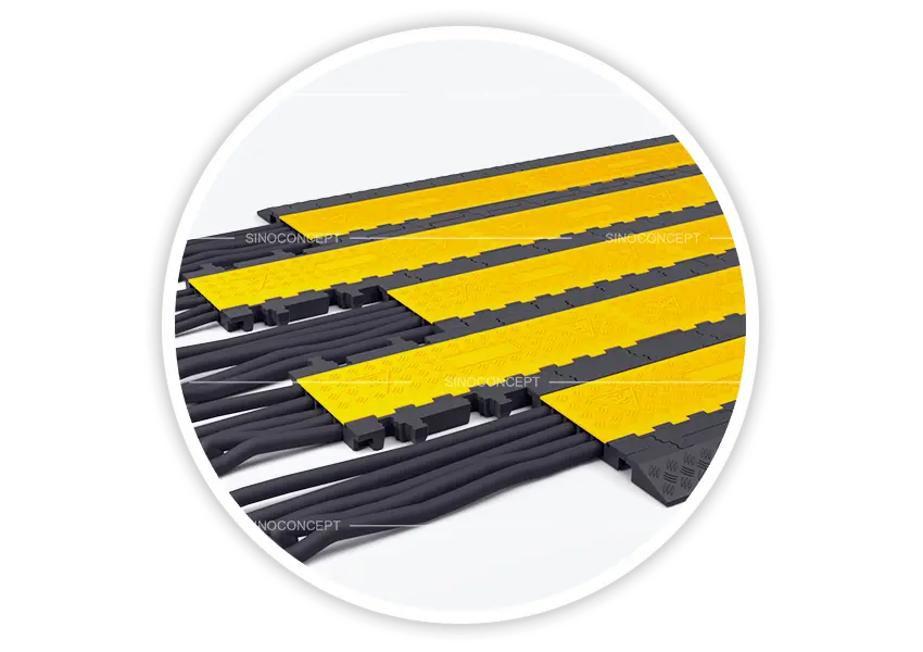 5-channel modular cable ramps with wide flat platform for safe pedestrian crossing and reduced trip hazards