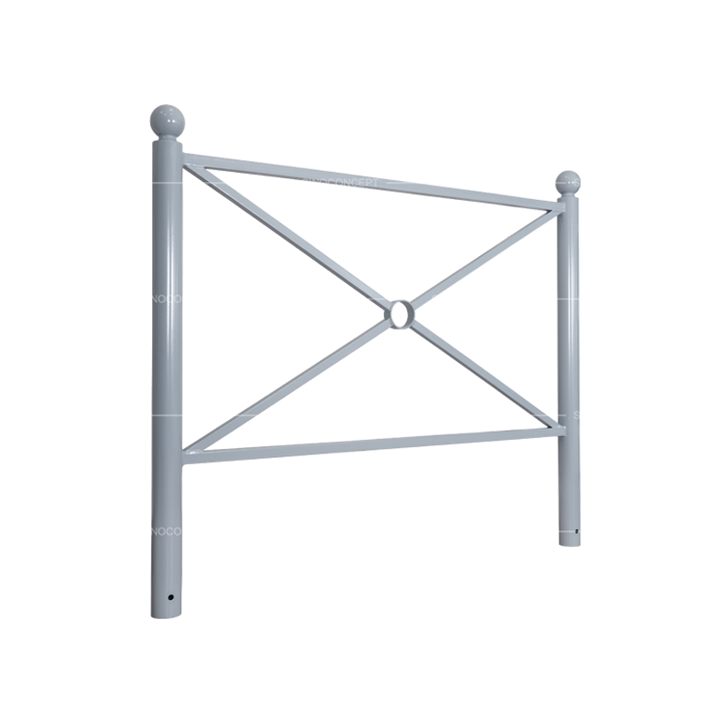 Ball-top pedestrian guardrail 1500 mm with steel frame for traditional street layouts