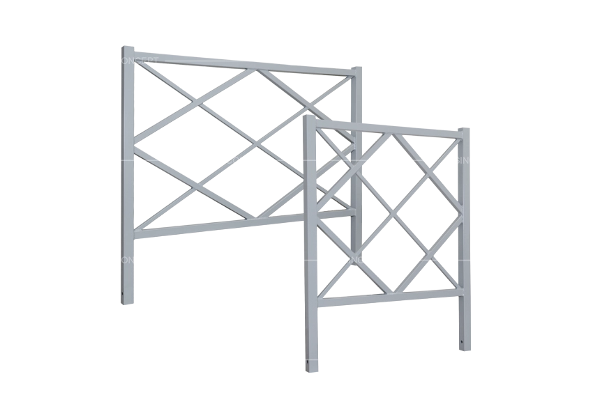 Full range of diamond pattern pedestrian guardrail including 1000 mm and 1500 mm mild steel models