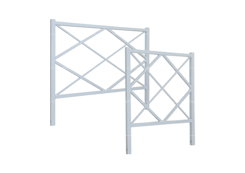 Full range of diamond pattern pedestrian guardrail including 1000 mm and 1500 mm mild steel models