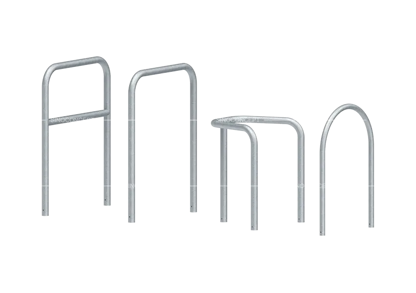 Full range of hoop barriers and lamp post protectors in galvanised steel for site safety