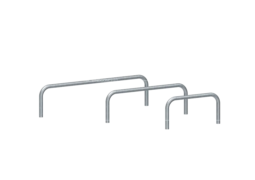Multi-size low-level hooped perimeter barrier models in galvanised steel for site protection
